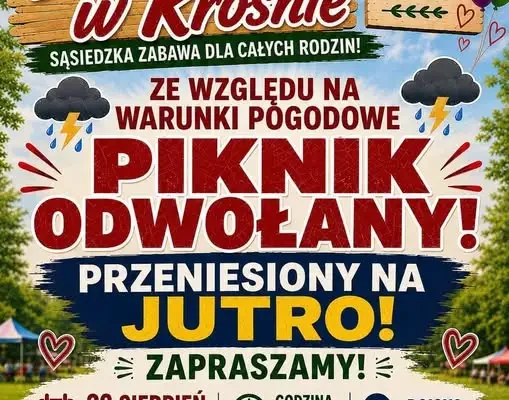 Piknik przeniesiony na niedzielę – nowa godzina 11:00