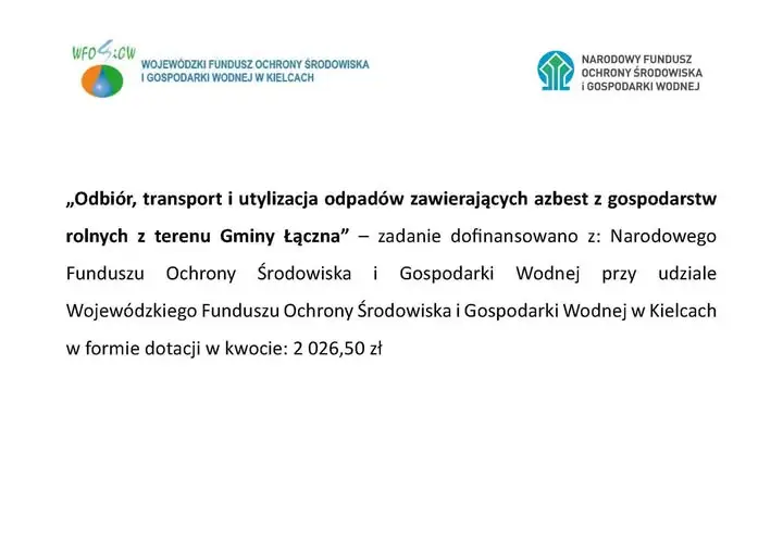Gmina Łączna pozyskała dotację na utylizację azbestu z gospodarstw rolnych