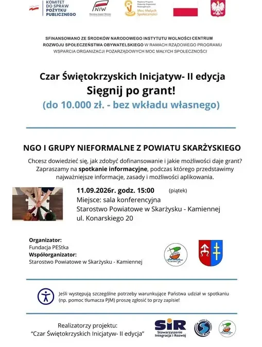 Granty do 10 000 zł dla organizacji z powiatu skarżyskiego – rusza II edycja projektu
