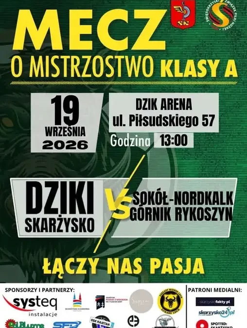 Sokół-Nordkalk Górnik Rykoszyn rywalem w 5. kolejce. Mecz na DZIK ARENIE