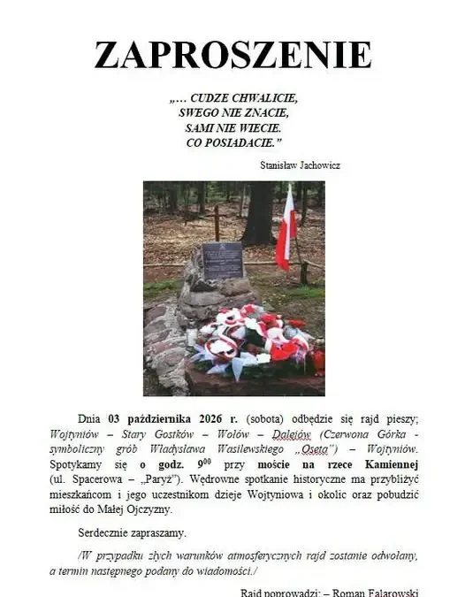 Rajd pieszy śladami historii w gminie Stąporków – już 3 października