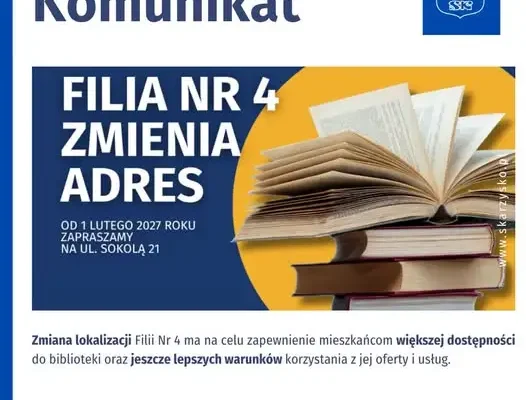 Filia nr 4 biblioteki w Skarżysku-Kamiennej zmienia lokalizację – od 2027 roku przy ul. Sokolą 21