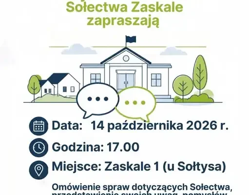 Zebranie mieszkańców sołectwa Zaskale – 14 października 2026