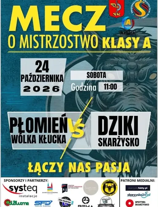 Dziki Skarżysko-Kamienna zagrają na wyjeździe z Płomieniem Wólka Kłucka